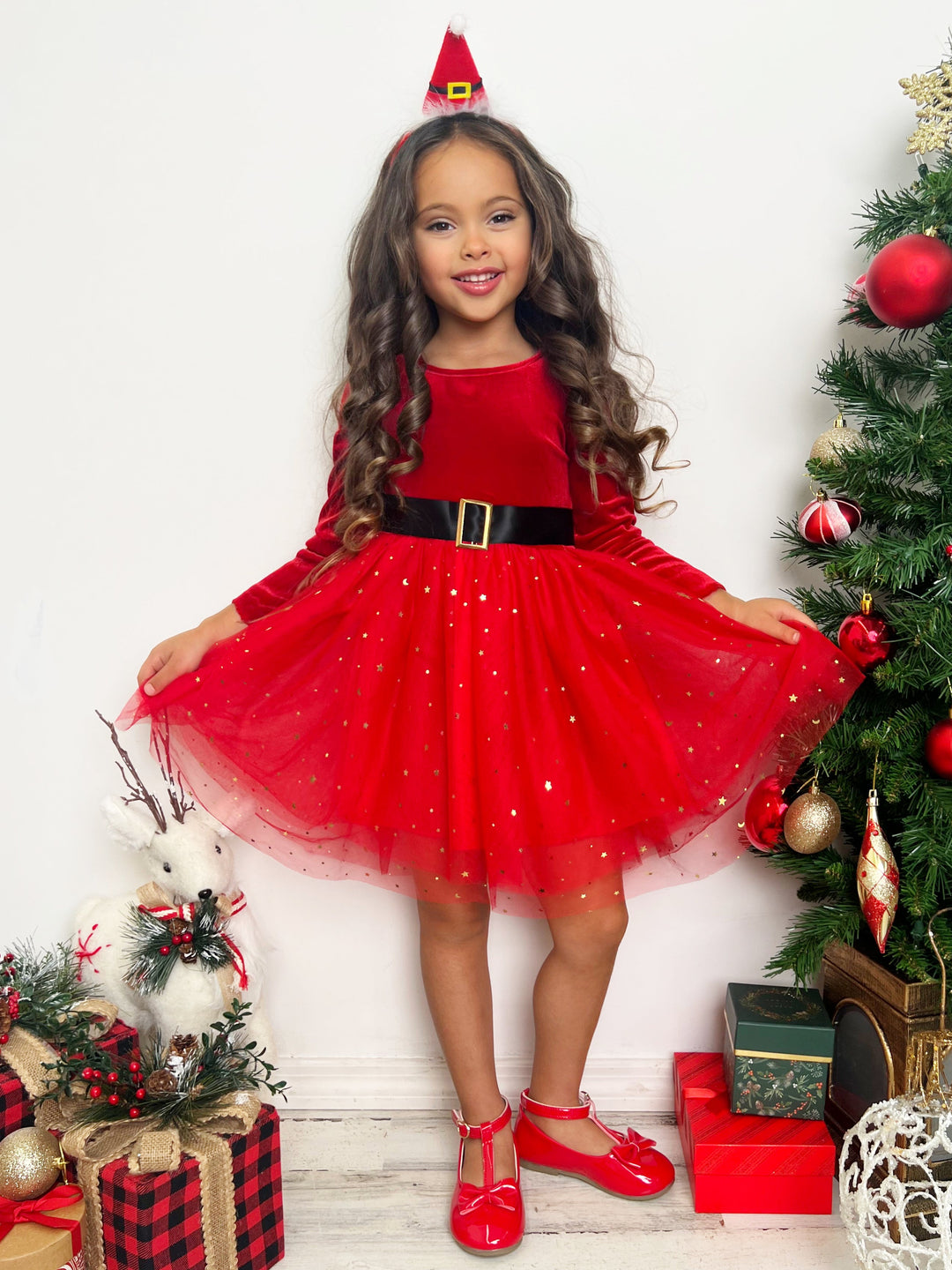 Santa's Little Sweetheart Velvet Christmas Dress Mia Belle Girls Santa's Little Sweetheart Velvet Christmas Dress Mia Belle Girls
