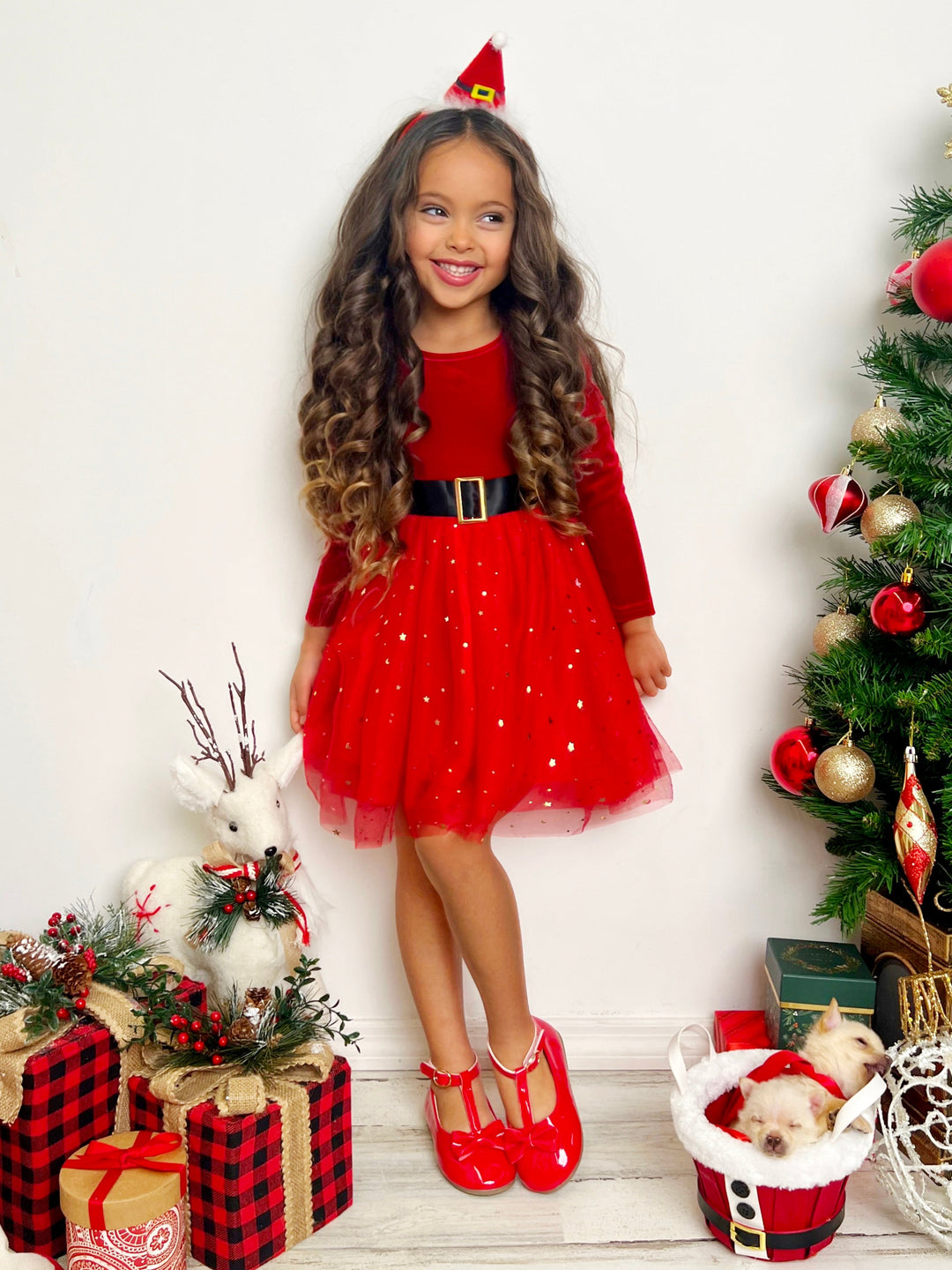 Santa's Little Sweetheart Velvet Christmas Dress Mia Belle Girls Santa's Little Sweetheart Velvet Christmas Dress Mia Belle Girls