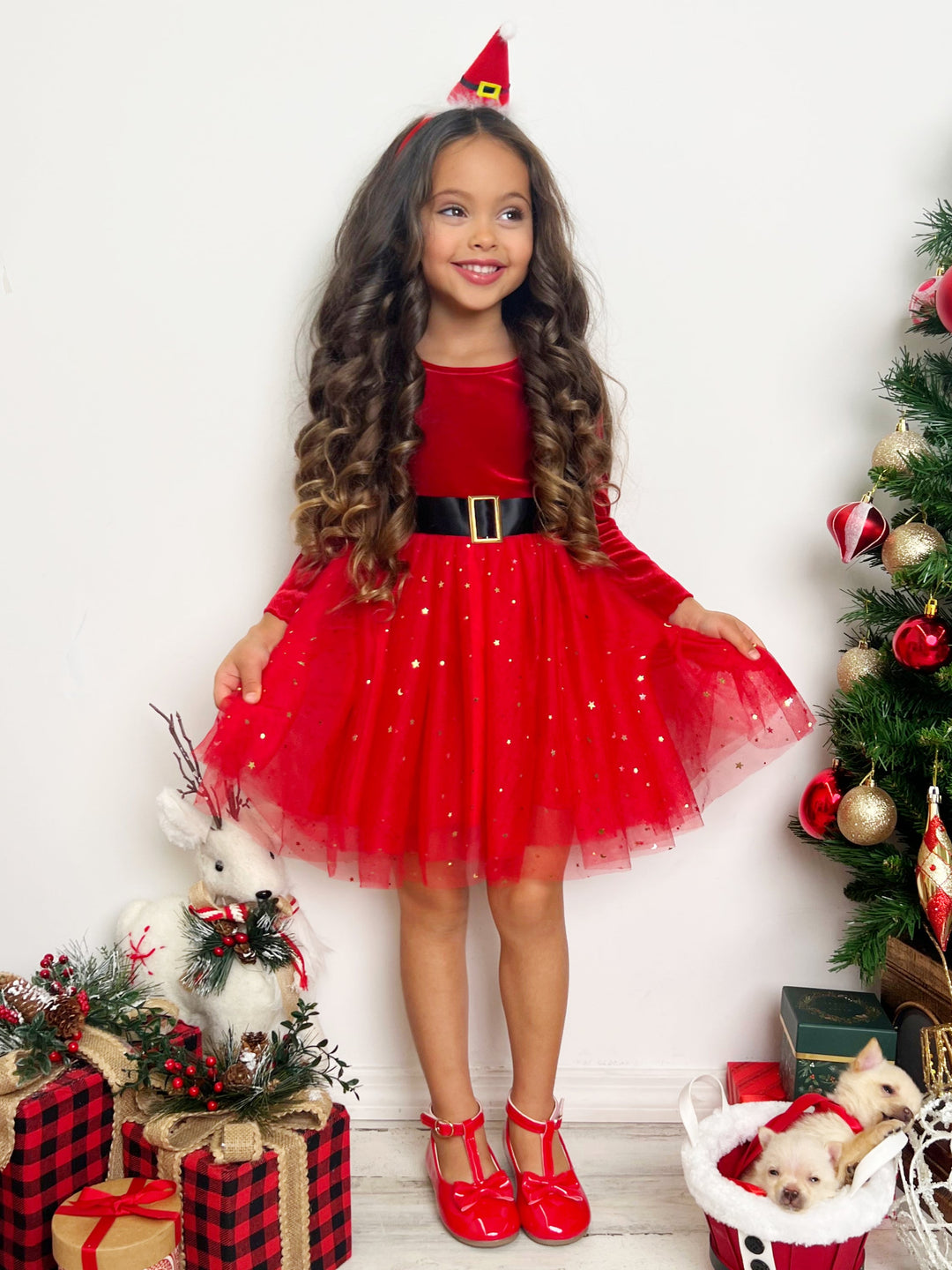 Santa's Little Sweetheart Velvet Christmas Dress Mia Belle Girls Santa's Little Sweetheart Velvet Christmas Dress Mia Belle Girls