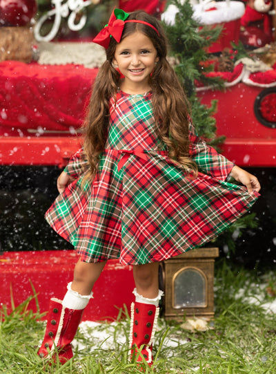 Mia Belle Girls Plaid Holiday Dress | Girls Winter Dresses
