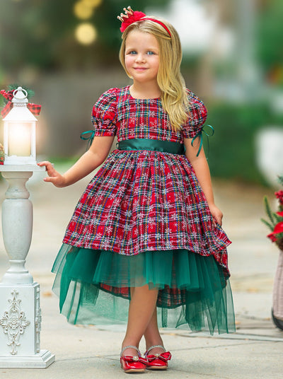 Mia Belle Girls Plaid Christmas Dress | Girls Holiday Dresses