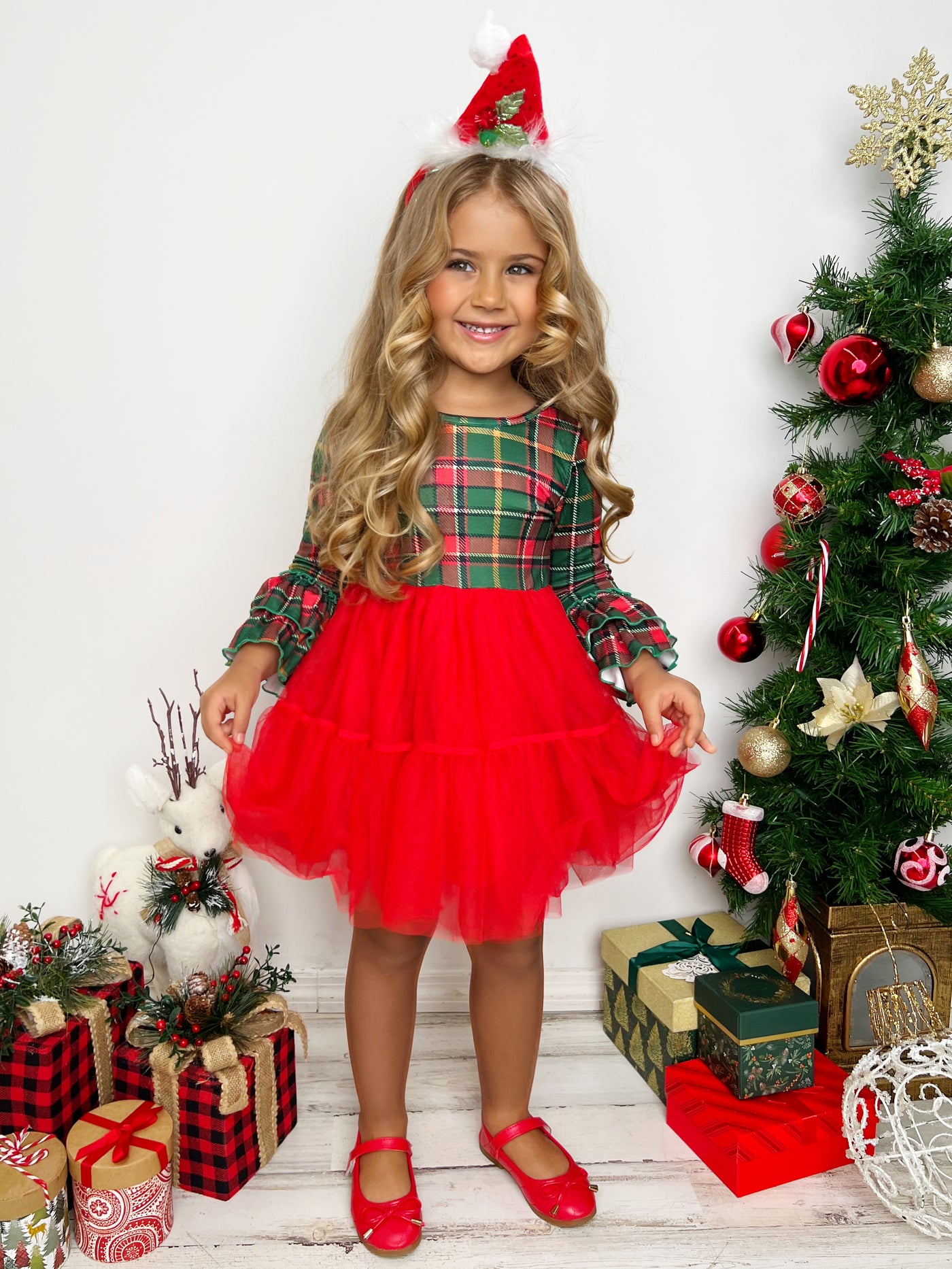 Mia Belle Girls Christmas Plaid Tutu Dress | Girls Winter Dresses