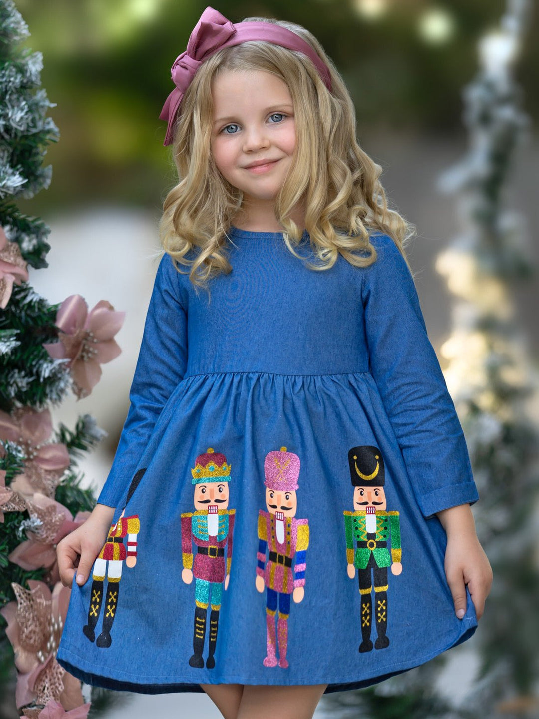 Enchanting Nutcracker Glitter Chambray Dress Mia Belle Girls Enchanting Nutcracker Glitter Chambray Dress Mia Belle Girls
