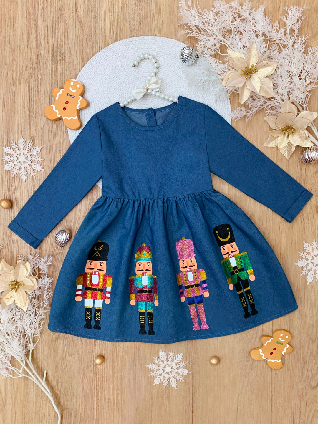 Enchanting Nutcracker Glitter Chambray Dress Denim / 2T Enchanting Nutcracker Glitter Chambray Dress Denim / 2T