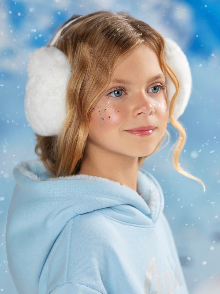 Snow Day Chic White Plush Earmuffs