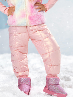 Icy Pink Puff Quilted Metallic Puffer Pants
