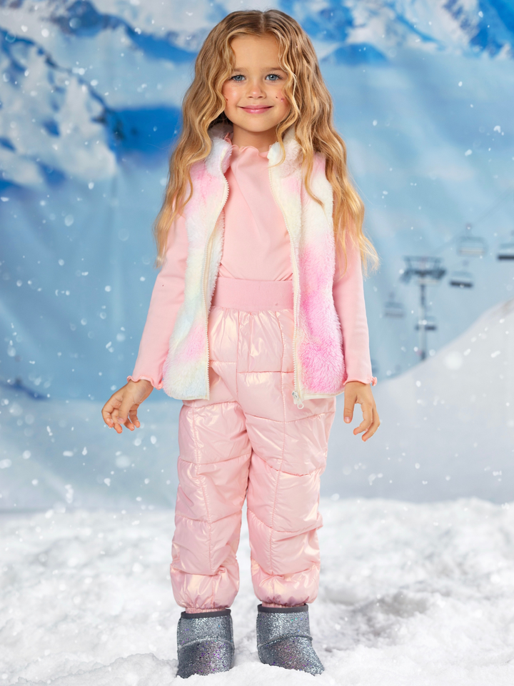 Icy Pink Puff Quilted Metallic Puffer Pants