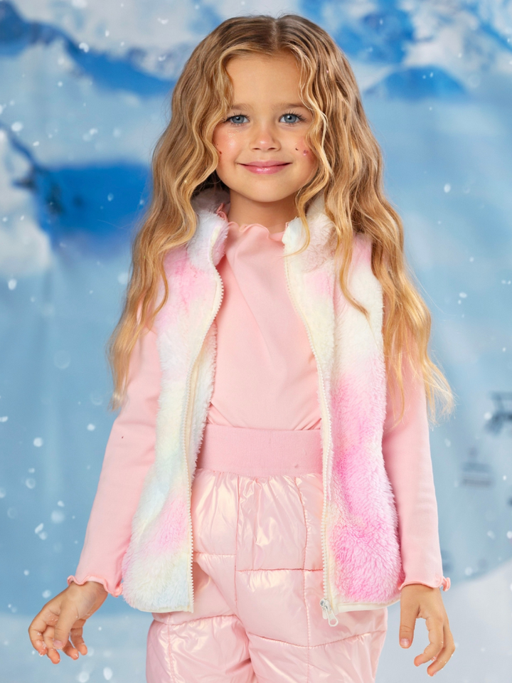 Cozy Winter Unicorn Tie Dye Sherpa Vest