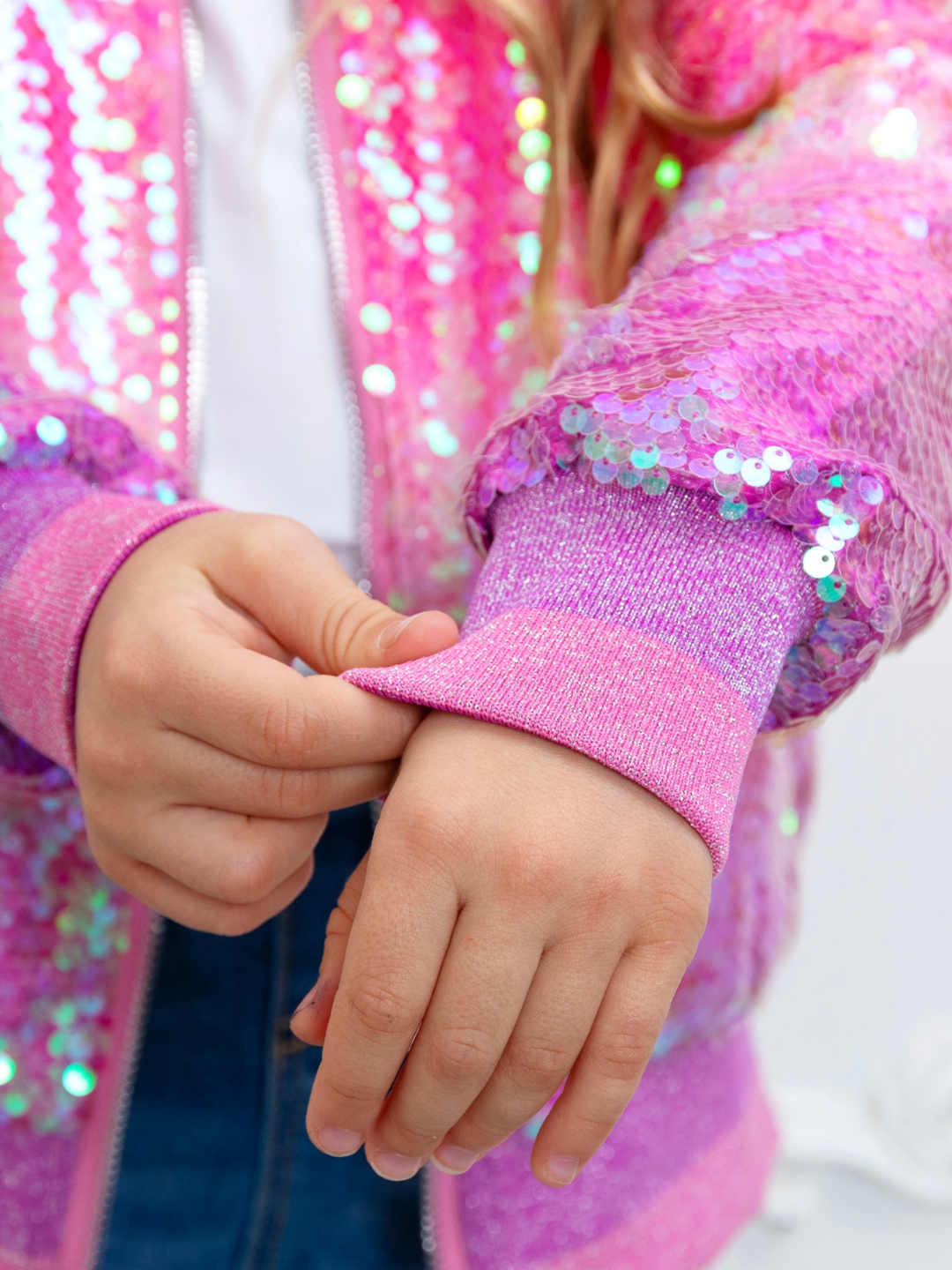 Starlight Sparkle Iridescent Sequin Bomber Jacket