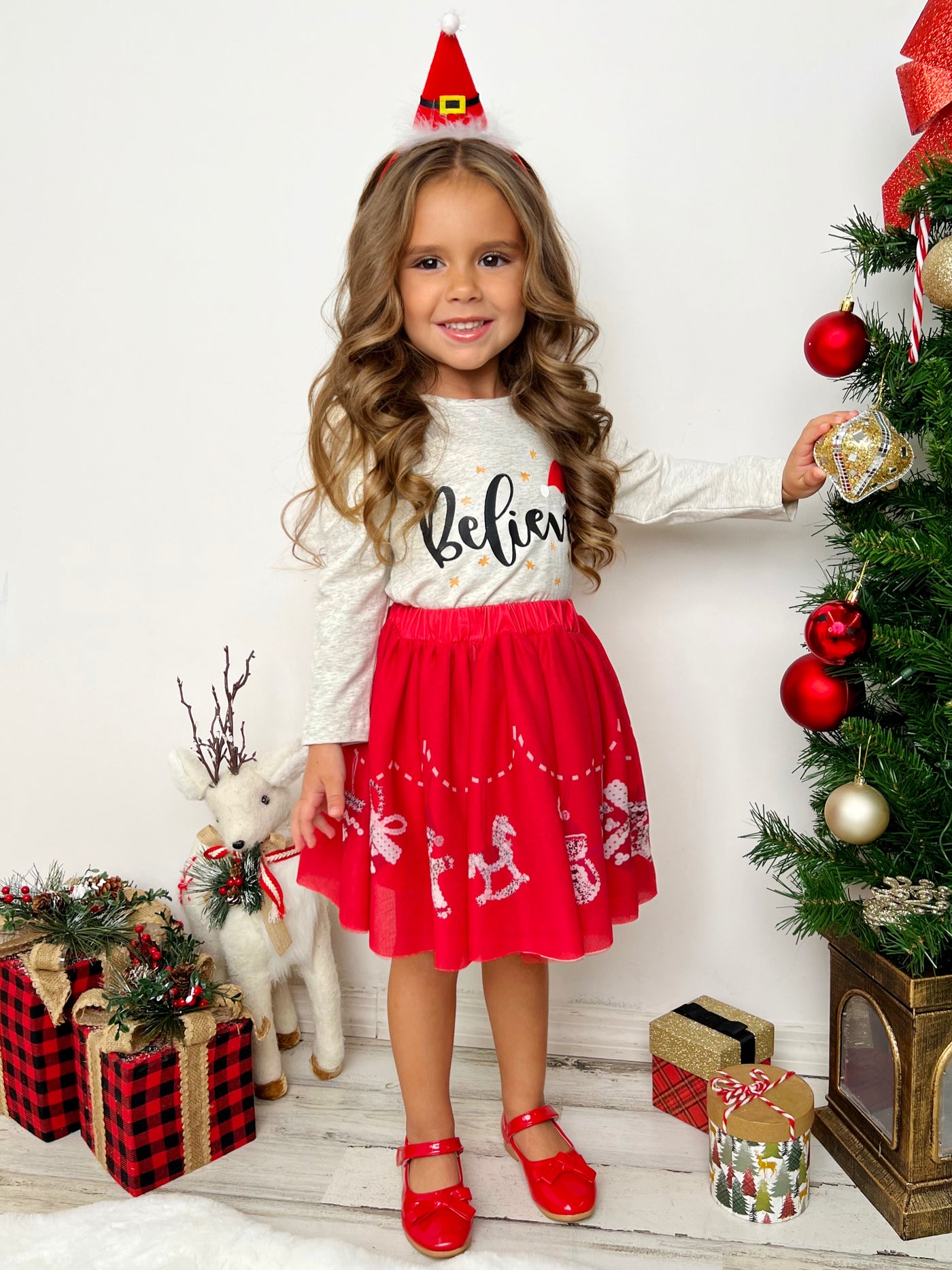 Mia Belle Girls Ruffle Top & Skirt Set | Cute Winter Outfits