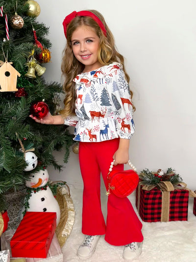 Mia Belle Girls Reindeer Top & Legging Set | Cute Winter Outfits