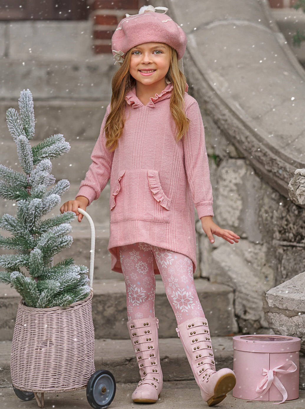 Mia Belle Girls Hoodie & Snowflake Leggings Set | Girls Winter Outfits