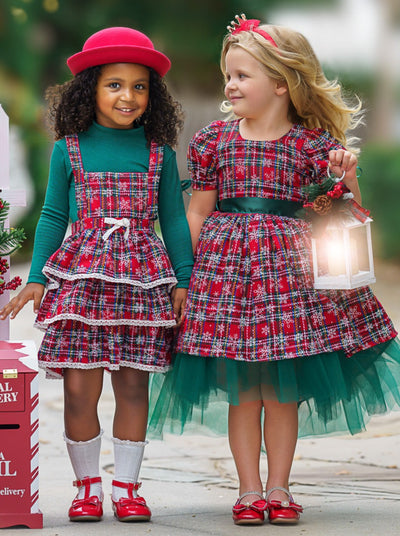 Mia Belle Girls Turtleneck Top & Overall Dress | Girls Winter Outfits