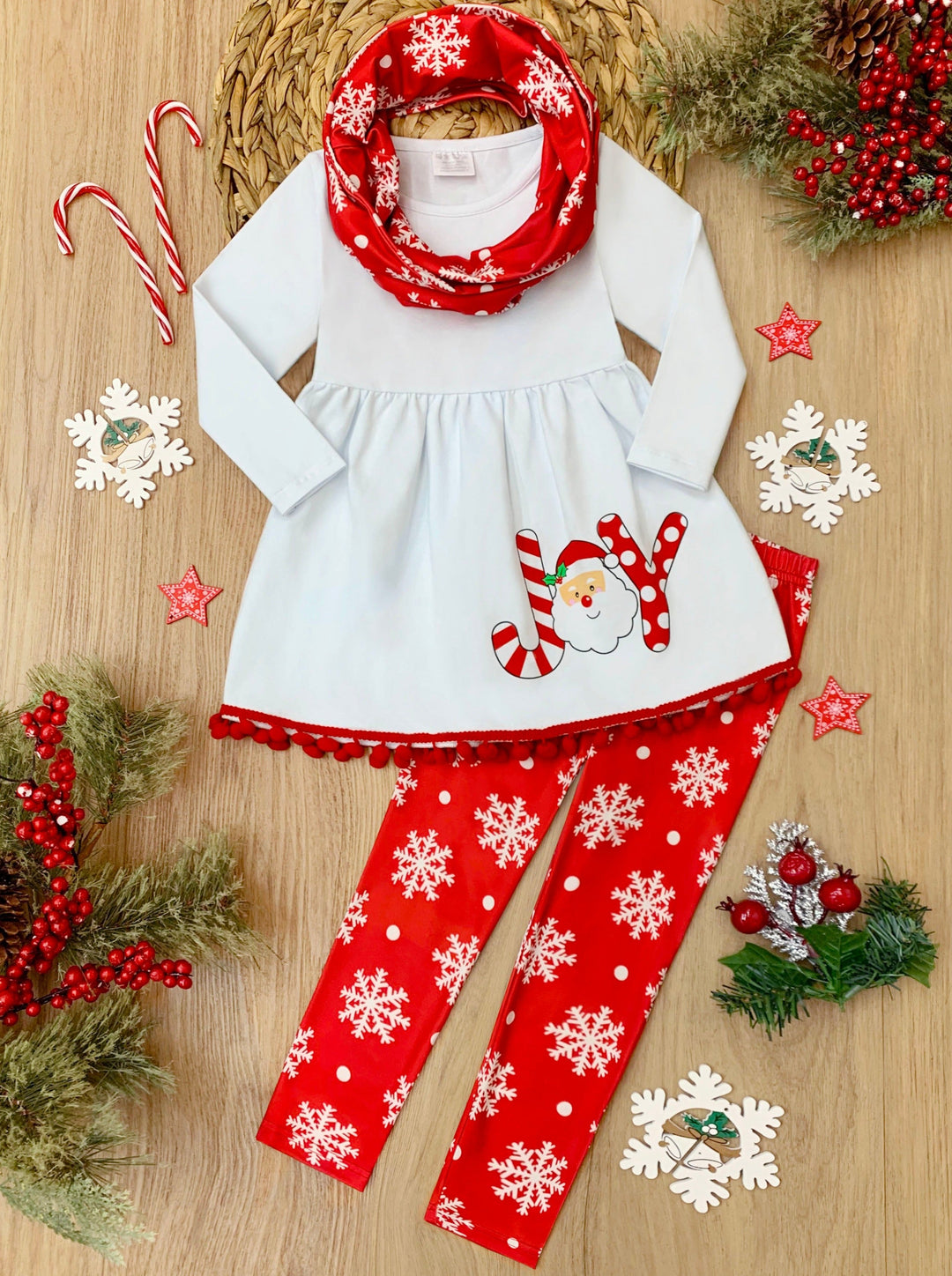 Joyful Days Tunic, Leggings, and Scarf Christmas Set – Mia Belle Girls