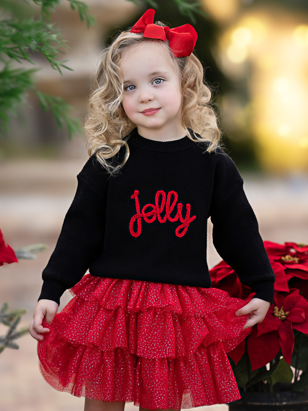 Jolly Embroidered Sweater and Glitter Tutu Skirt Set – Mia Belle Girls