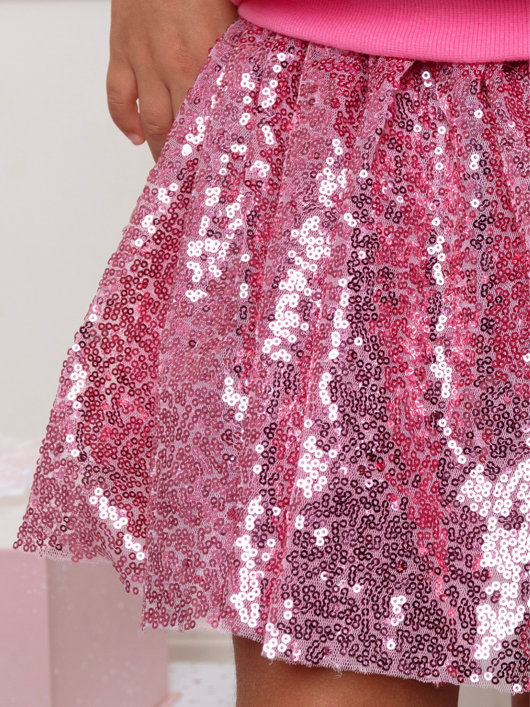 Sparkle Bowtique Sweater and Pink Sequin Skirt Set