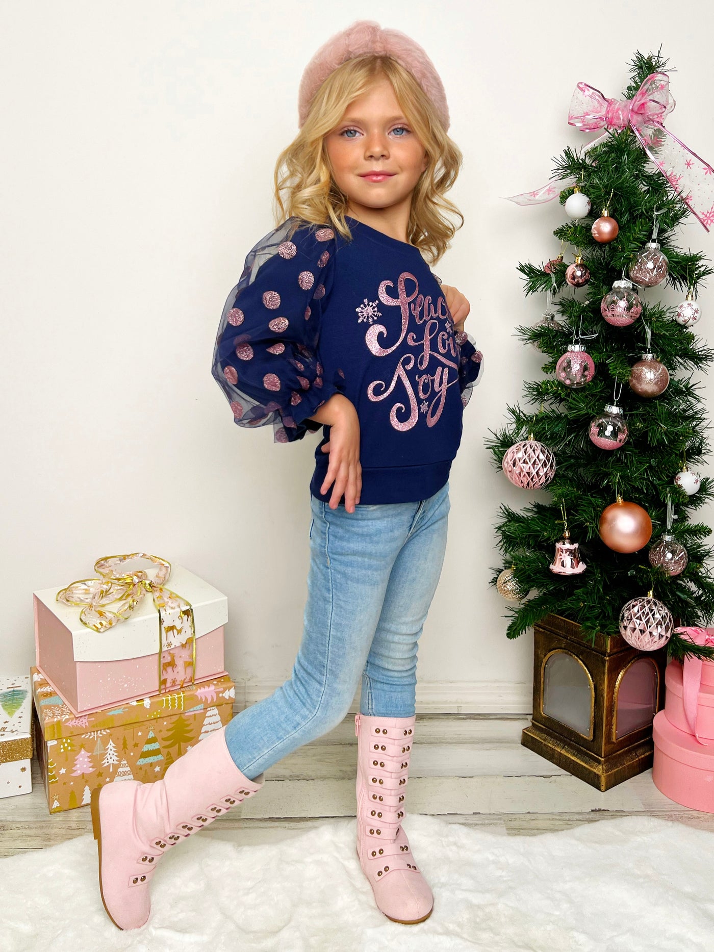 Mia Belle Girls Tulle Sleeve Top | Girls Holiday Outfits
