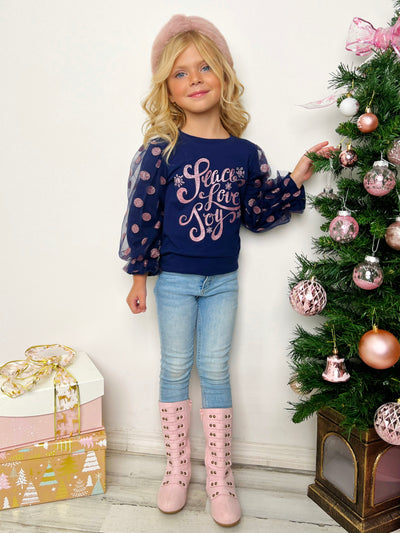 Mia Belle Girls Tulle Sleeve Top | Girls Holiday Outfits