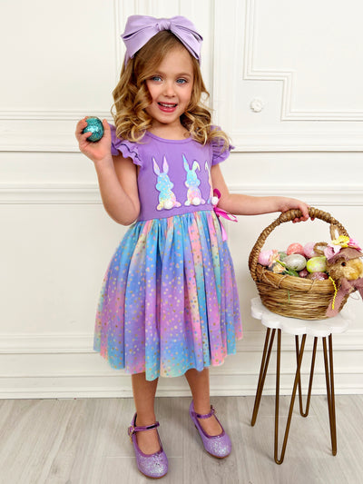 Mia Belle Girls Multicolor Bunny Tutu Dress | Easter Dresses