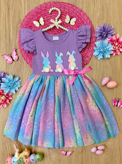 Mia Belle Girls Multicolor Bunny Tutu Dress | Easter Dresses