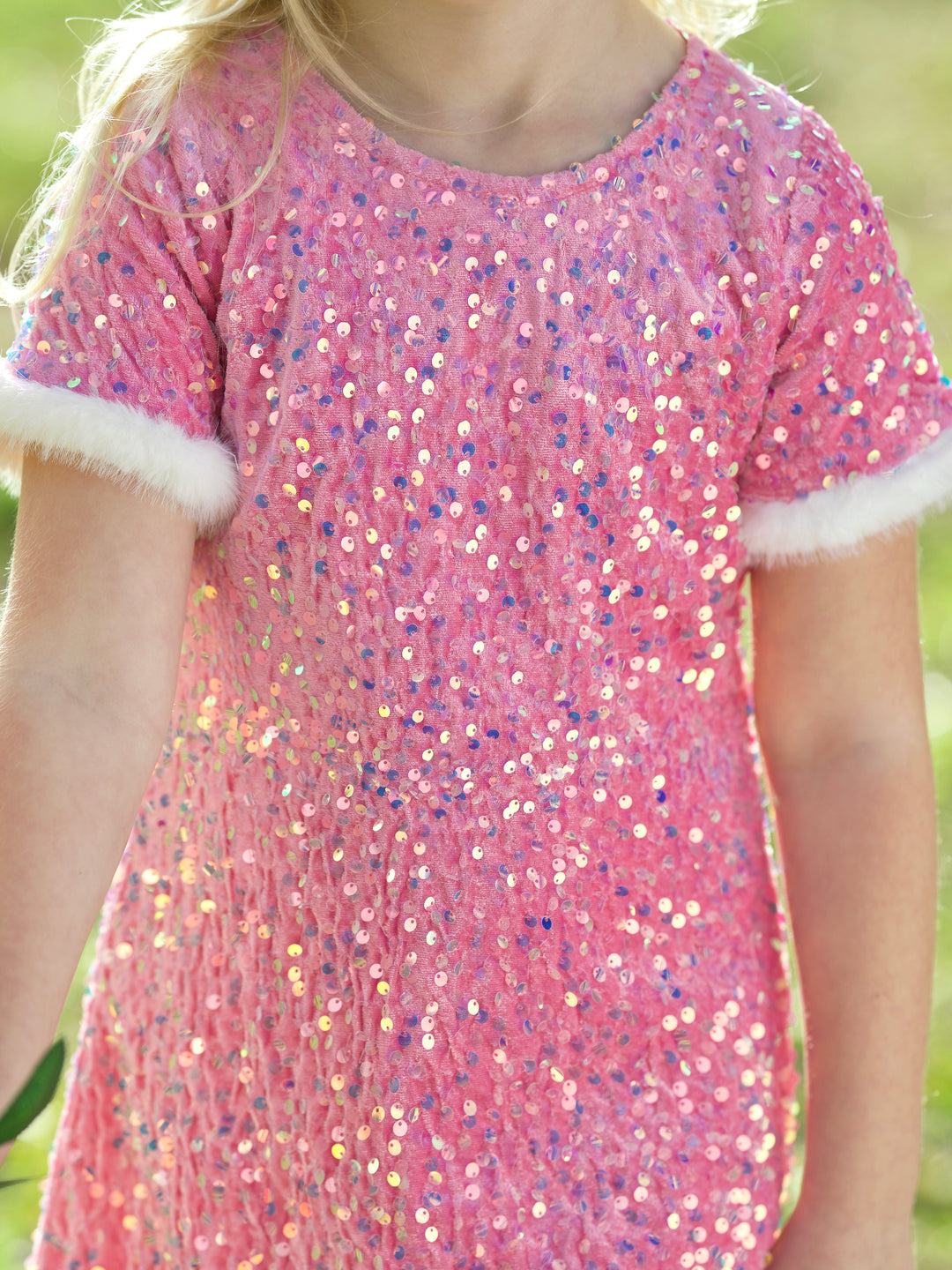 Sparkle & Shine Pink Sequined Fur Dress
