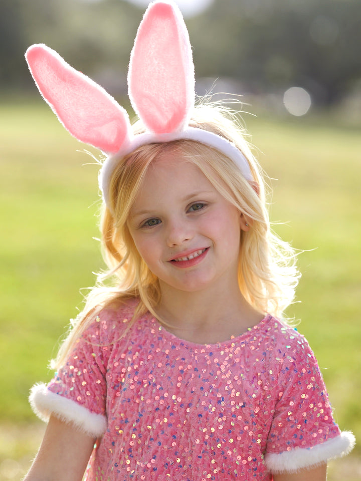 Sparkle & Shine Pink Sequined Fur Dress