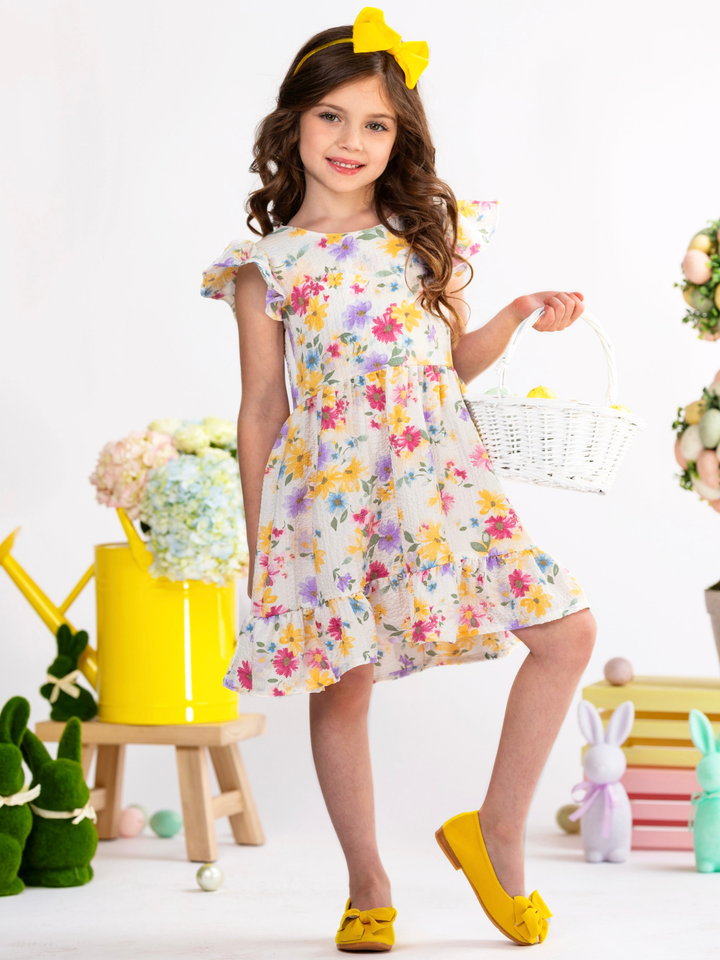 Sunlit Garden Floral Easter Bow Dress