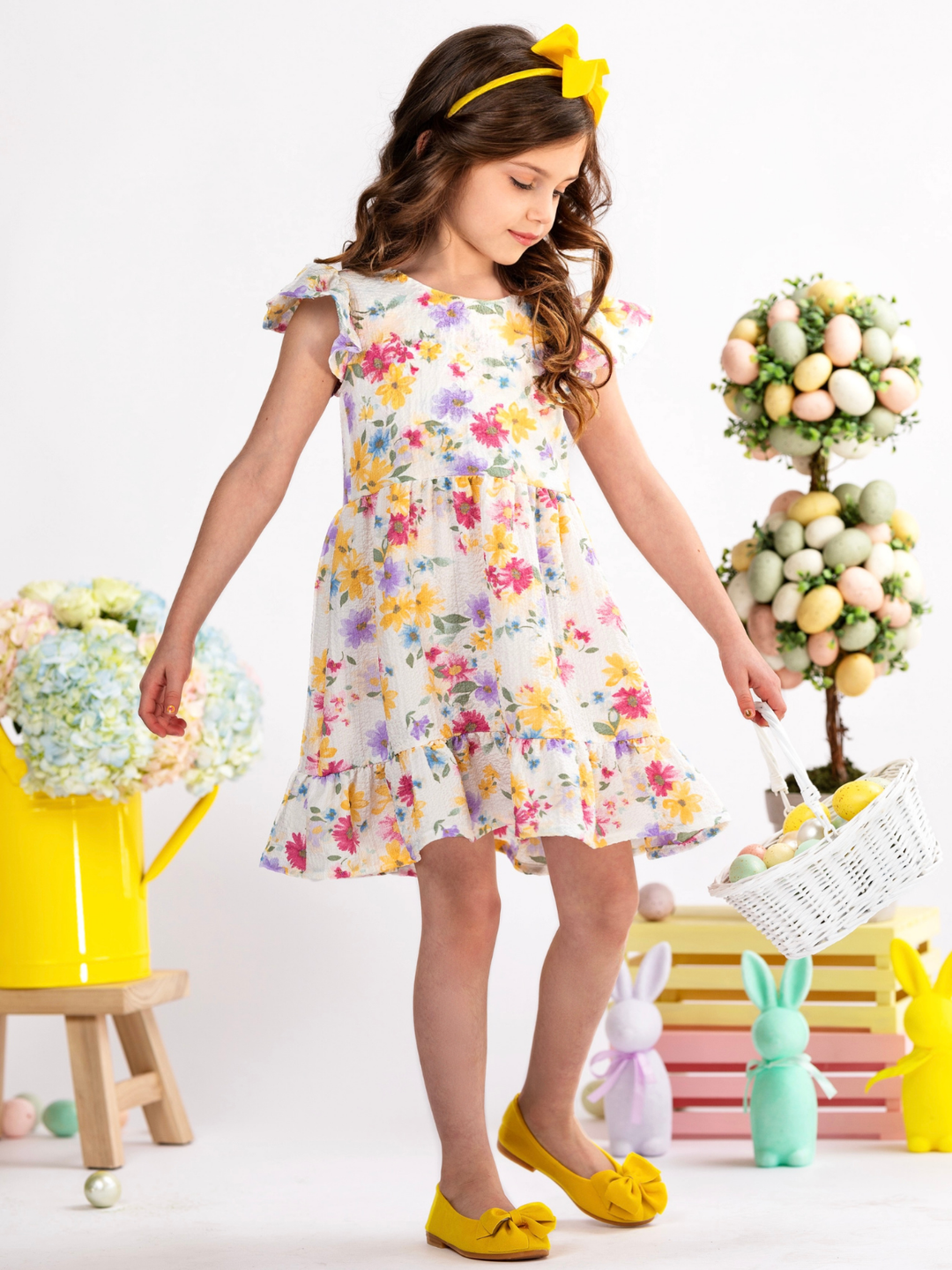 Sunlit Garden Floral Easter Bow Dress