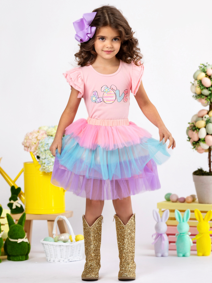 Love Easter Egg Top and Tutu Skirt Set