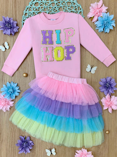 Mia Belle Girls Hip Hop Sweater And Tutu Skirt Set | Easter Sets