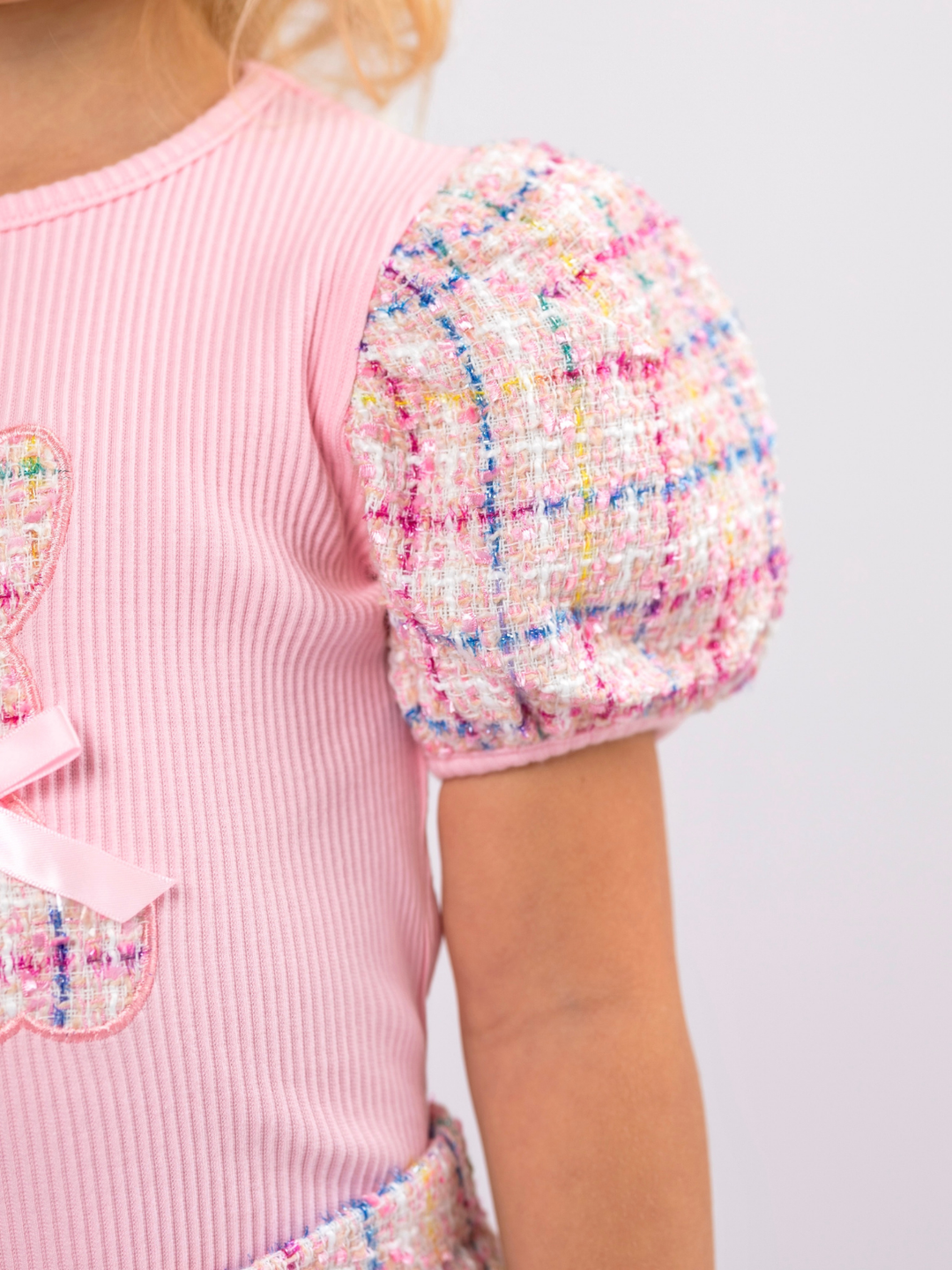 Chic Embroidered Bunny Top and Tweed Short Set