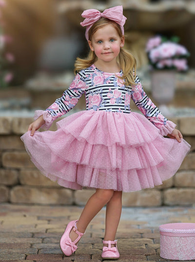 Pretty Pirouettes Pink Striped Ruffle Tutu Dress