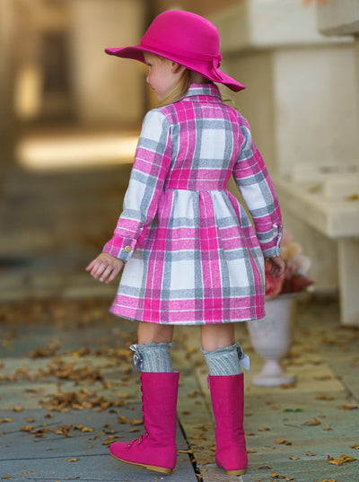 Mia Belle Girls Pink Flannel Belted Dress | Girls Fall Dresses