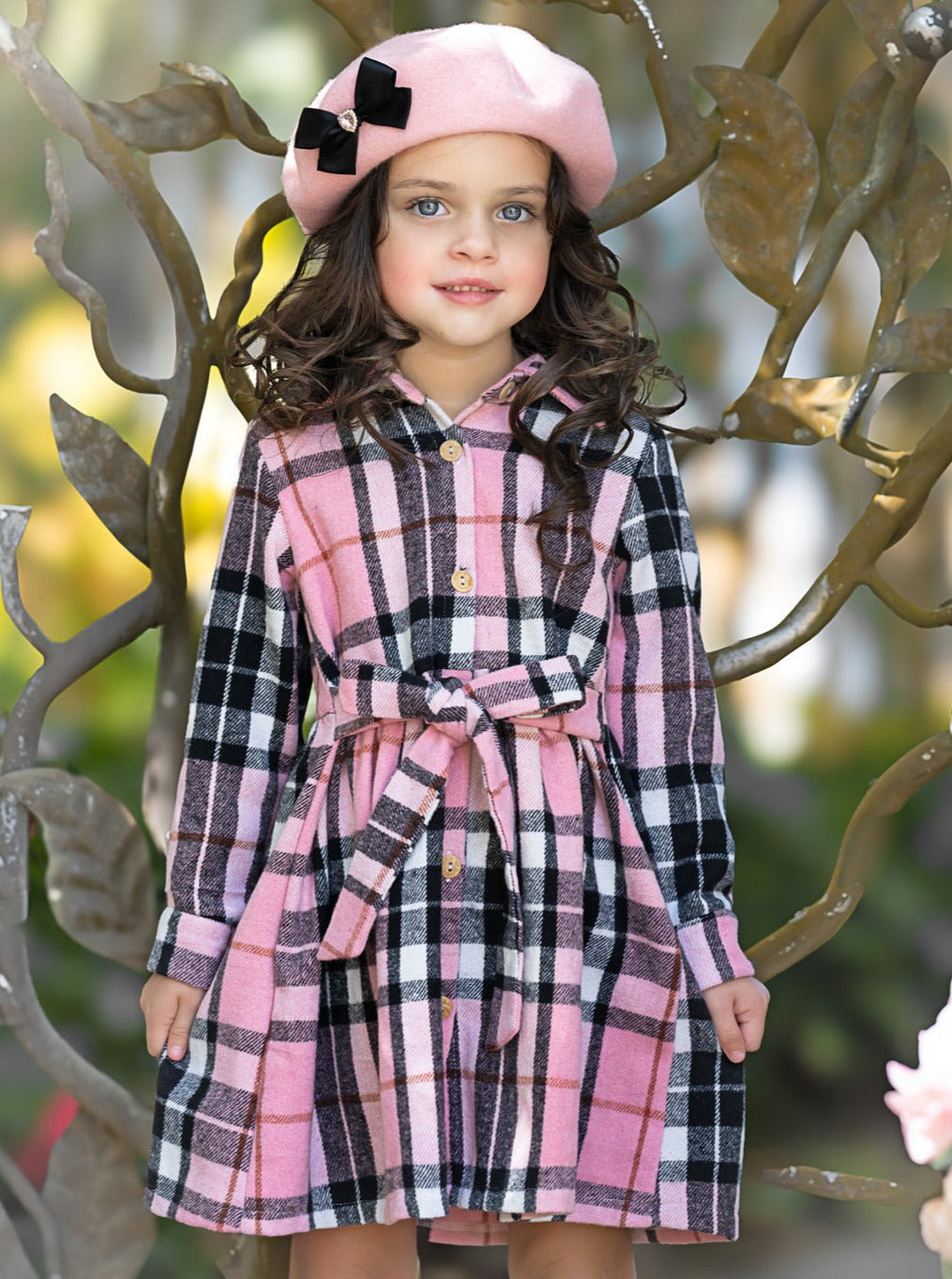 Pink Plaid Long Sleeve Shirt Dress Mia Belle Girls Pink Plaid Long Sleeve Shirt Dress Mia Belle Girls