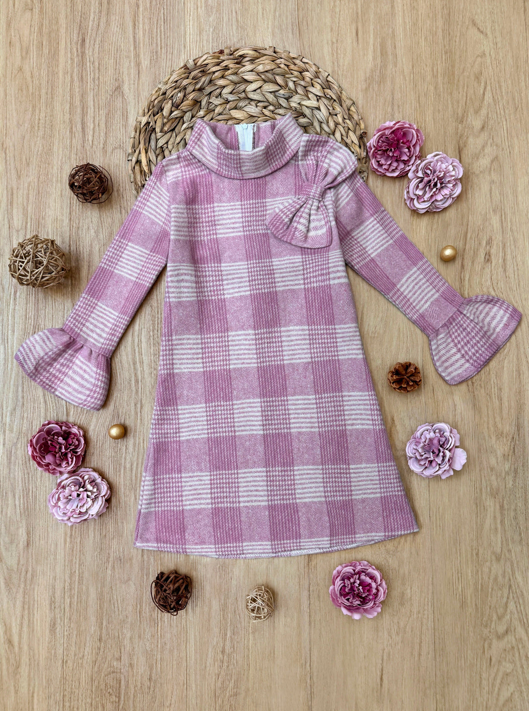 Pretty Pink Tartan Plaid Long Sleeve Shift Dress Mia Belle Girls Pretty Pink Tartan Plaid Long Sleeve Shift Dress Mia Belle Girls