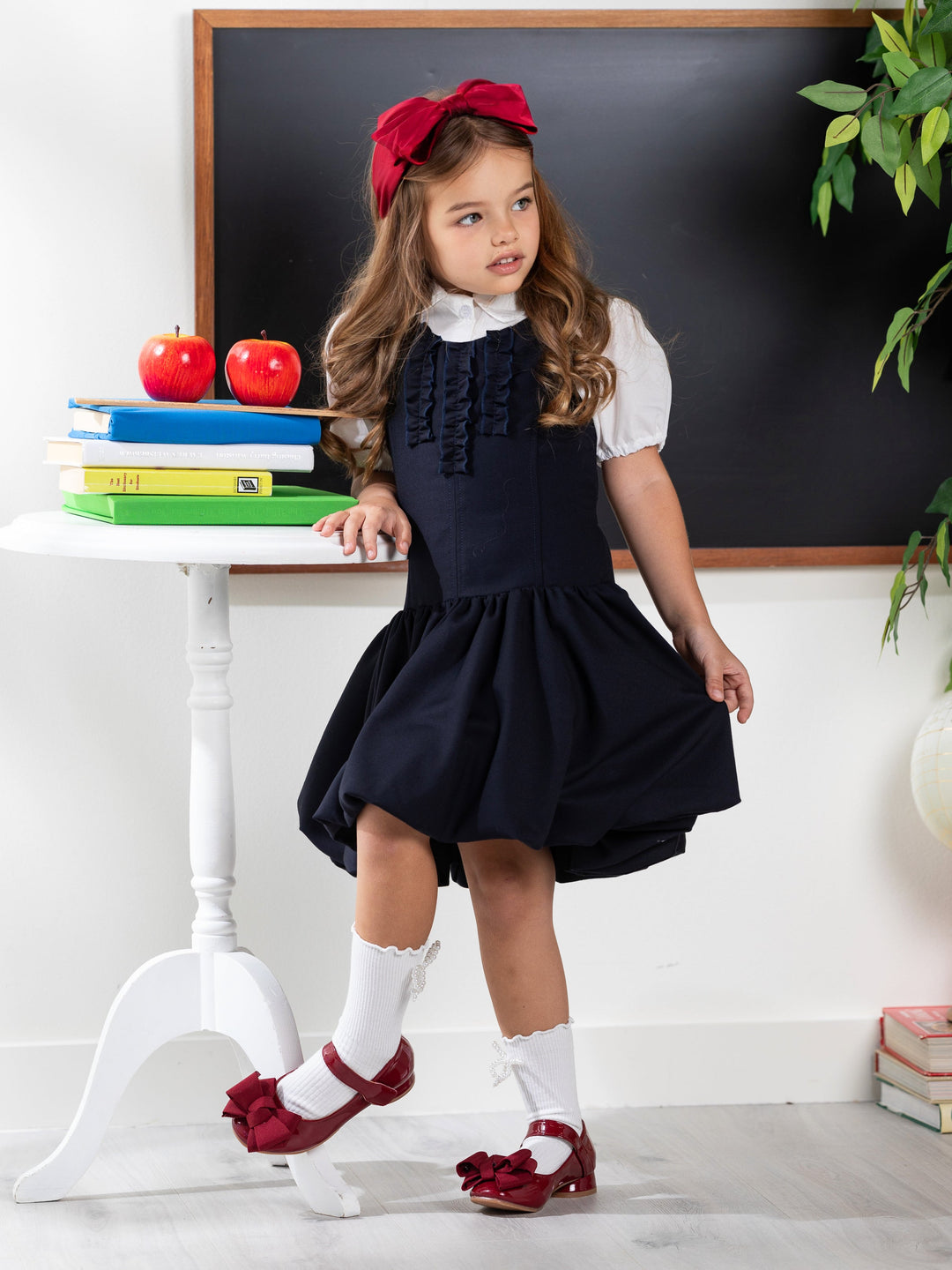 Chic Navy Ruffle Uniform Dress by Kids Couture Chic Navy Ruffle Uniform Dress by Kids Couture
