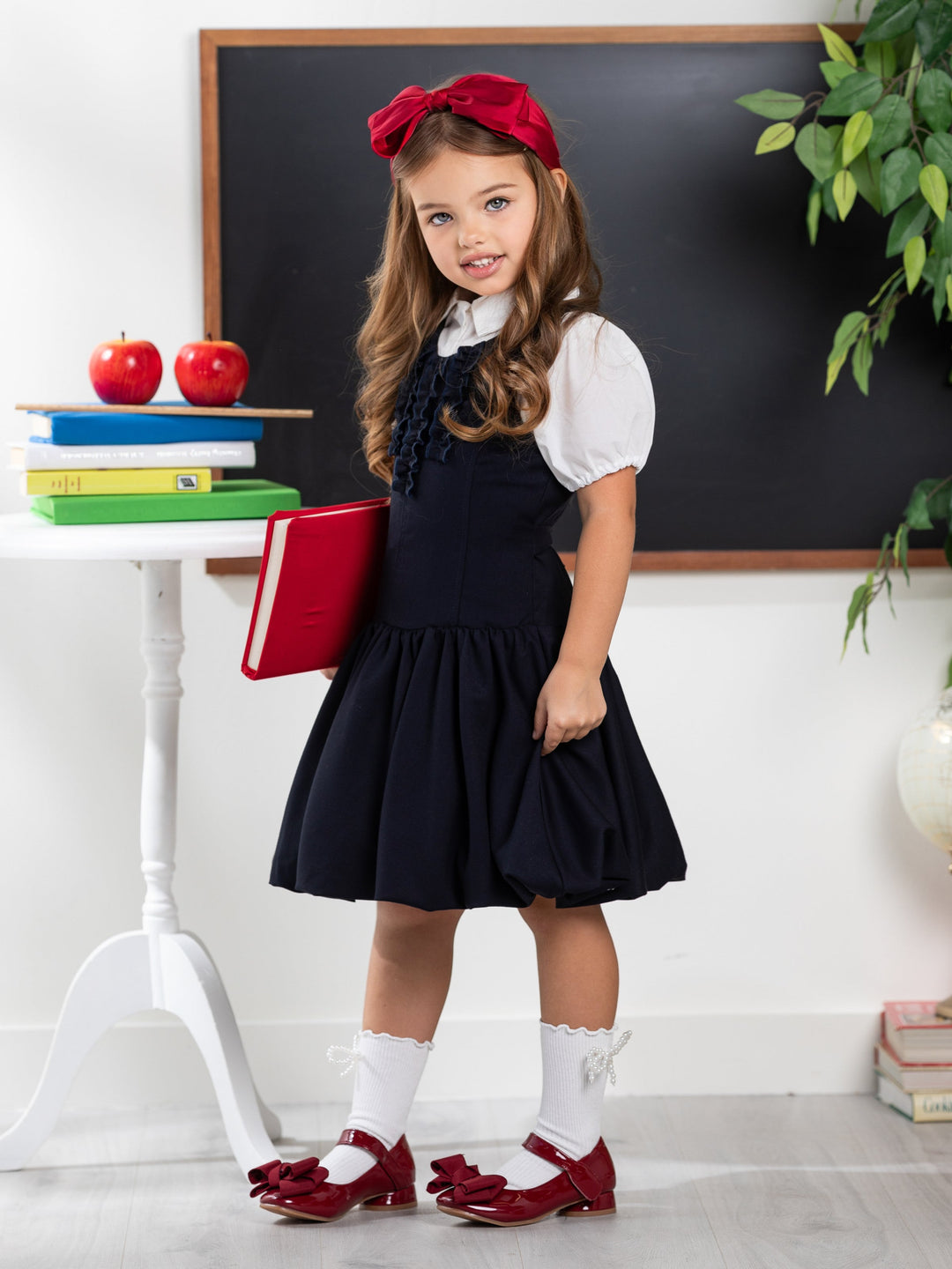 Chic Navy Ruffle Uniform Dress by Kids Couture - Main Image
