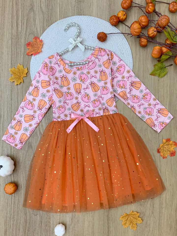 Fall Fun Pumpkin Glitter Tutu Dress