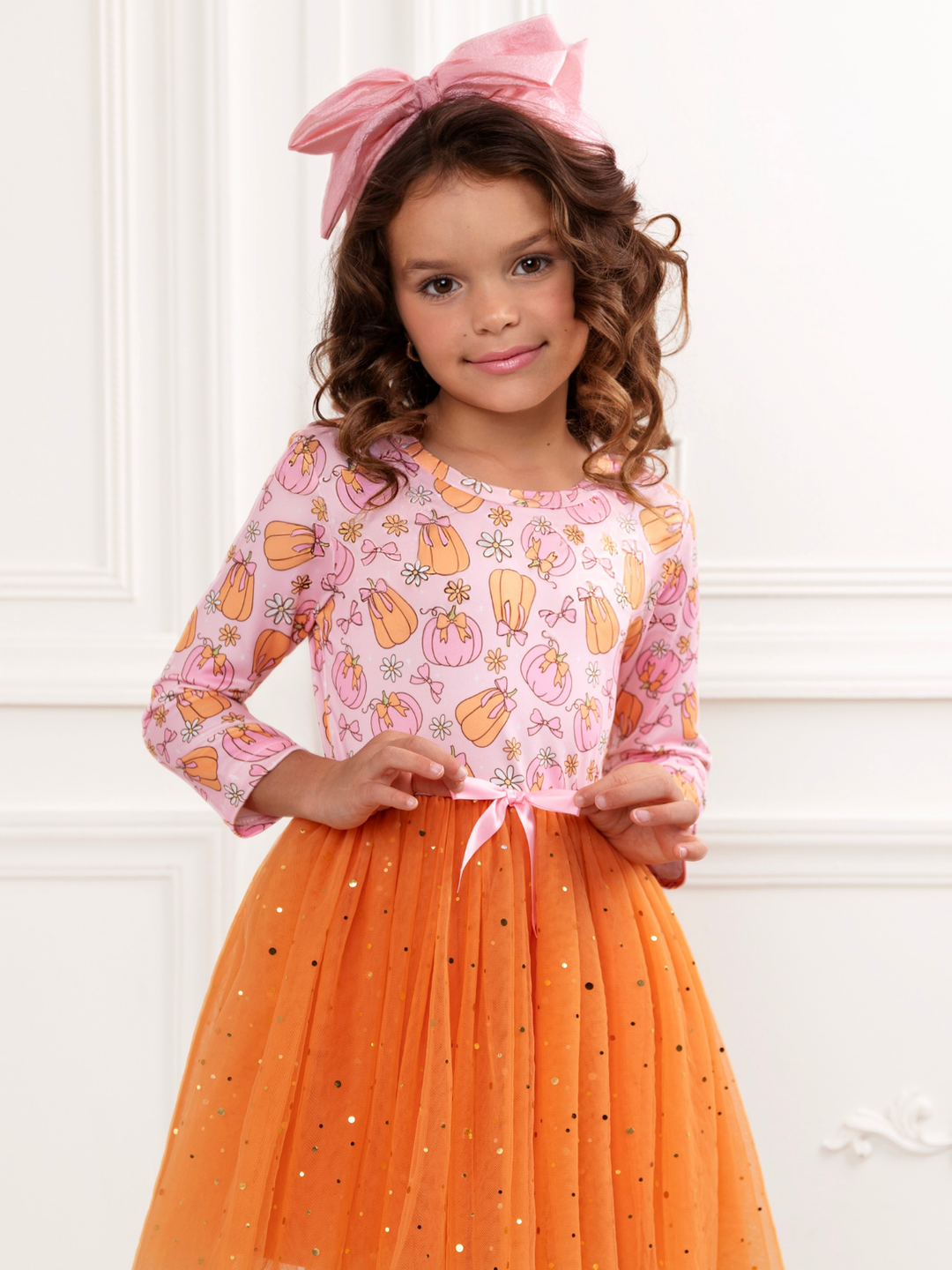 Fall Fun Pumpkin Glitter Tutu Dress