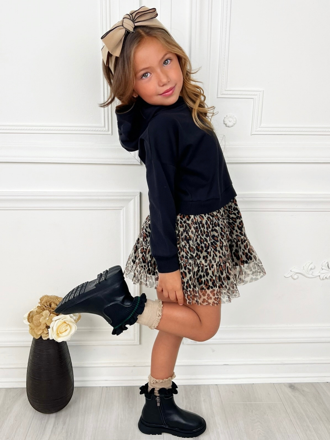 Wild & Cozy Cheetah Hooded Tutu Dress Mia Belle Girls Wild & Cozy Cheetah Hooded Tutu Dress Mia Belle Girls