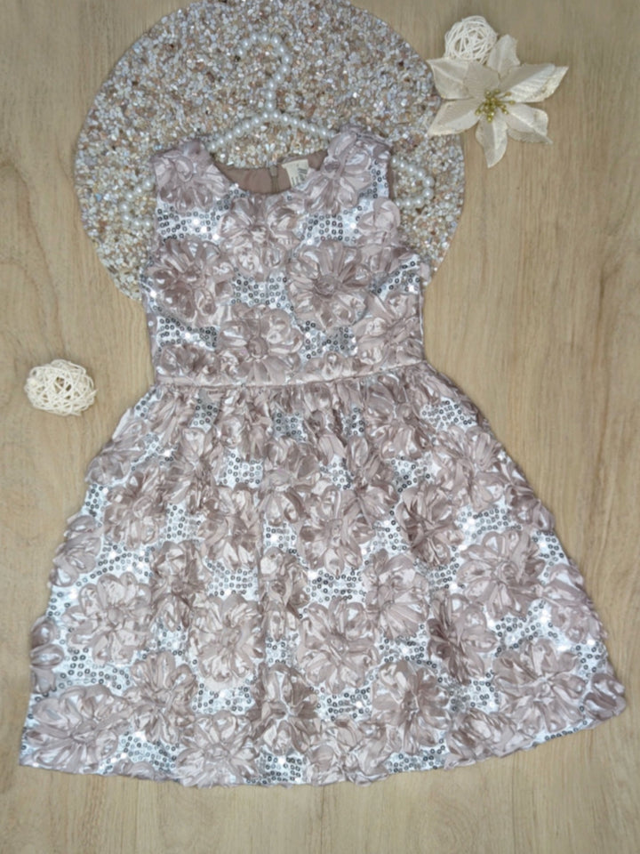 Dazzling Silver Petal Princess Tank Dress