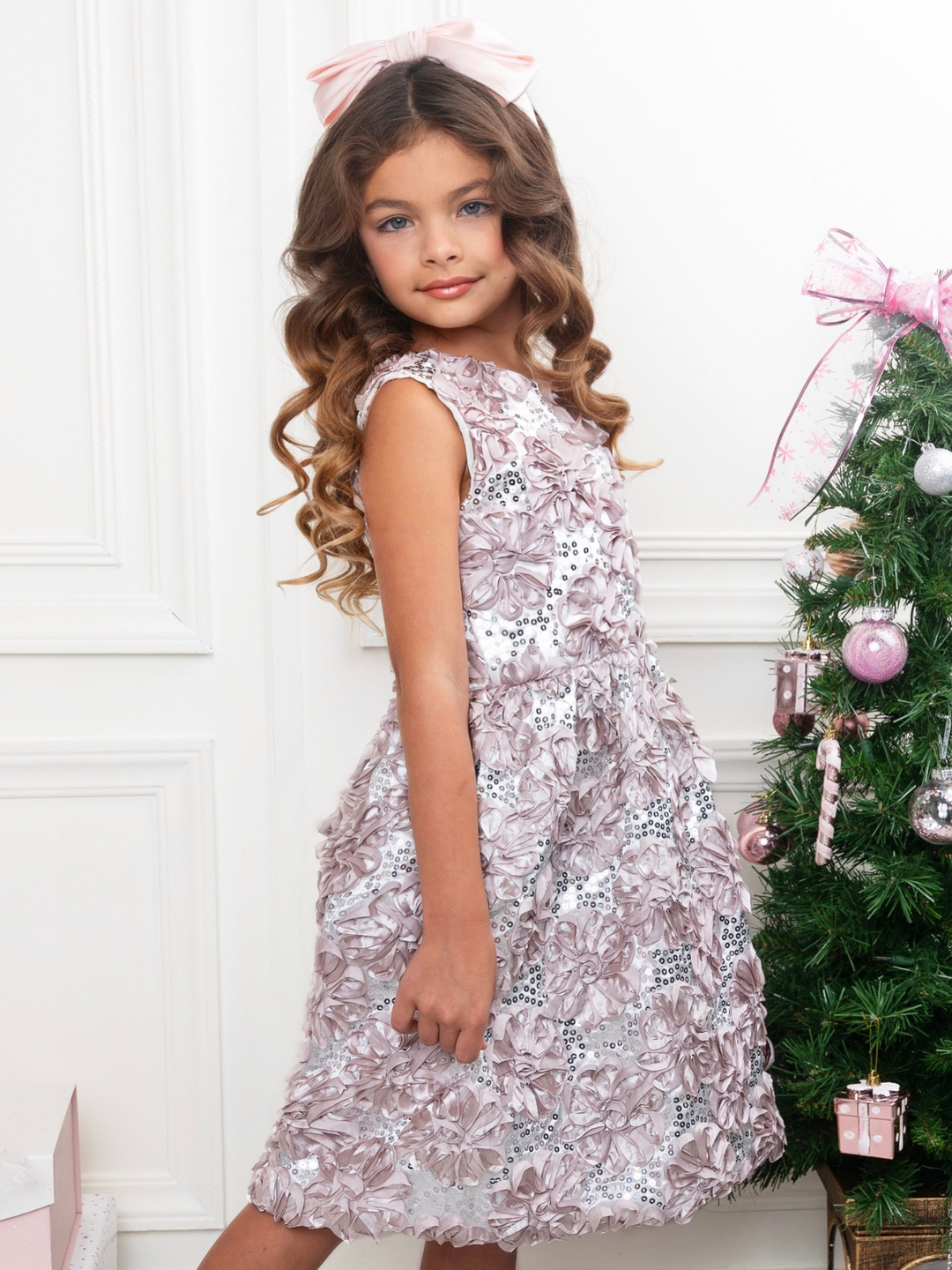 Dazzling Silver Petal Princess Tank Dress