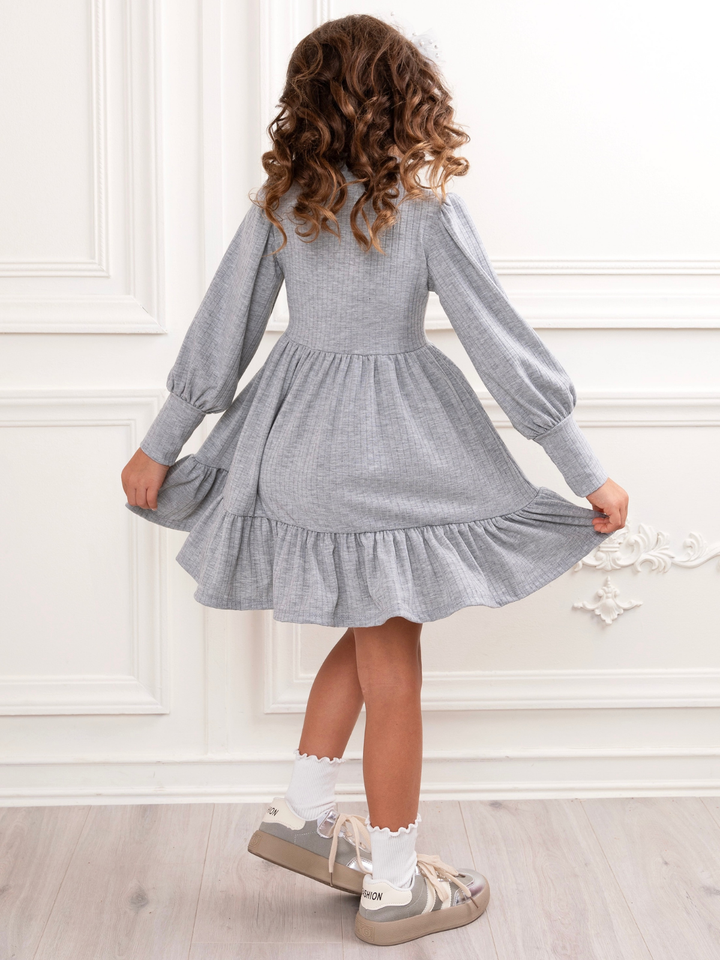 Grey Everyday Comfort Ruffle Dress