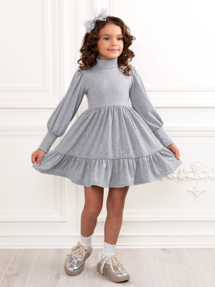 Grey Everyday Comfort Ruffle Dress