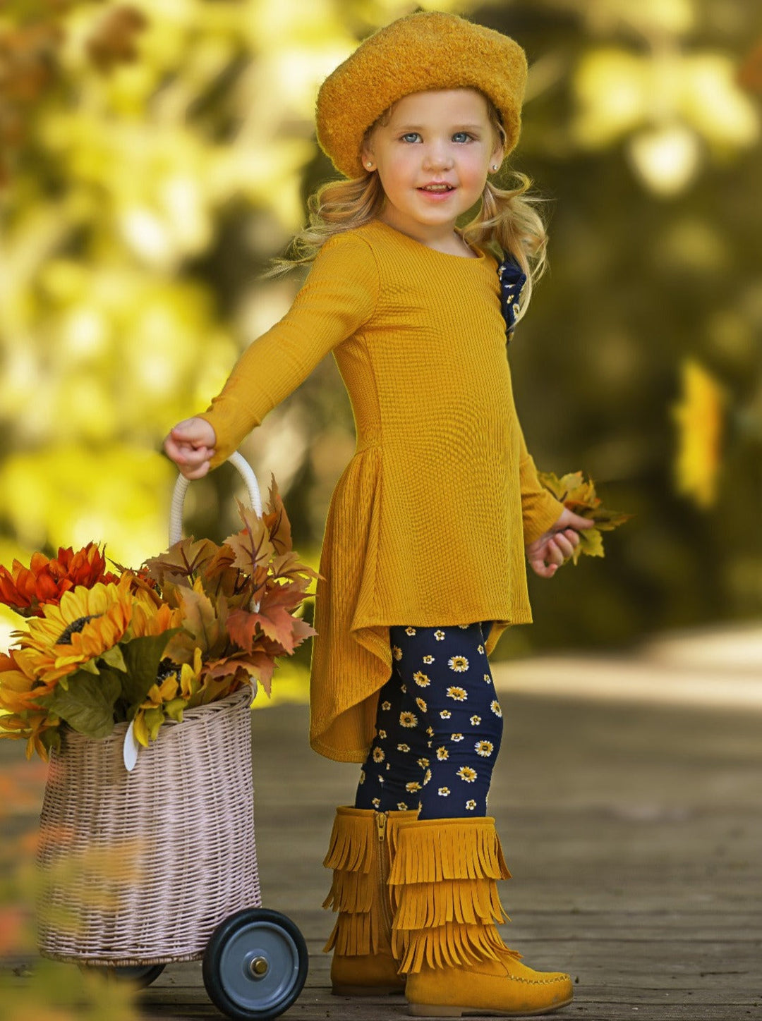 Little Girls Fall Hi-Lo Tunic & Daisy Legging Set - Mia Belle Girls