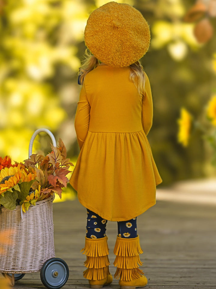Little Girls Fall Hi-Lo Tunic & Daisy Legging Set - Mia Belle Girls