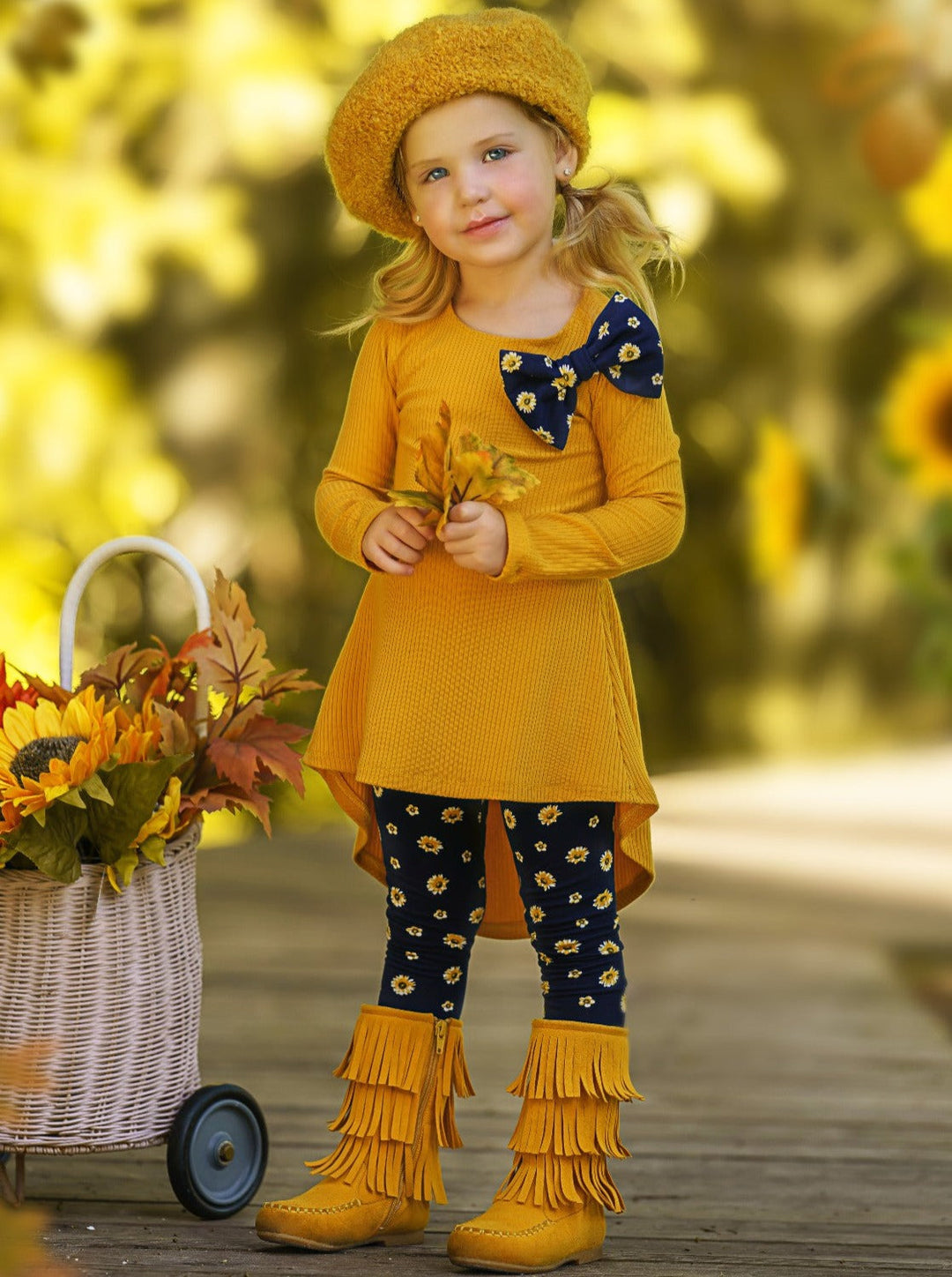 Little Girls Fall Hi-Lo Tunic & Daisy Legging Set - Mia Belle Girls