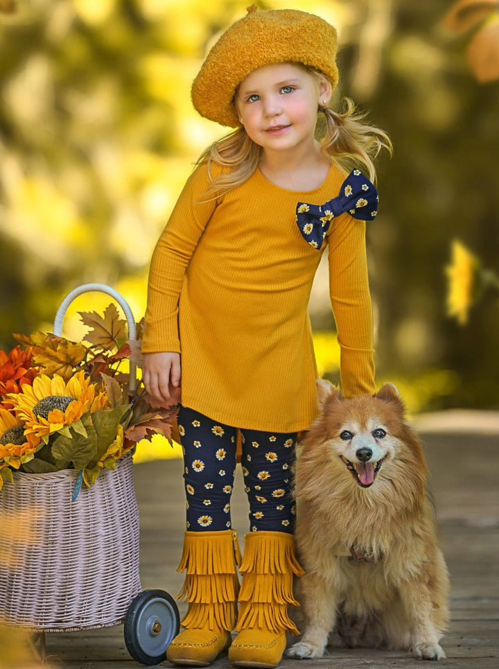 Little Girls Fall Hi-Lo Tunic & Daisy Legging Set - Mia Belle Girls