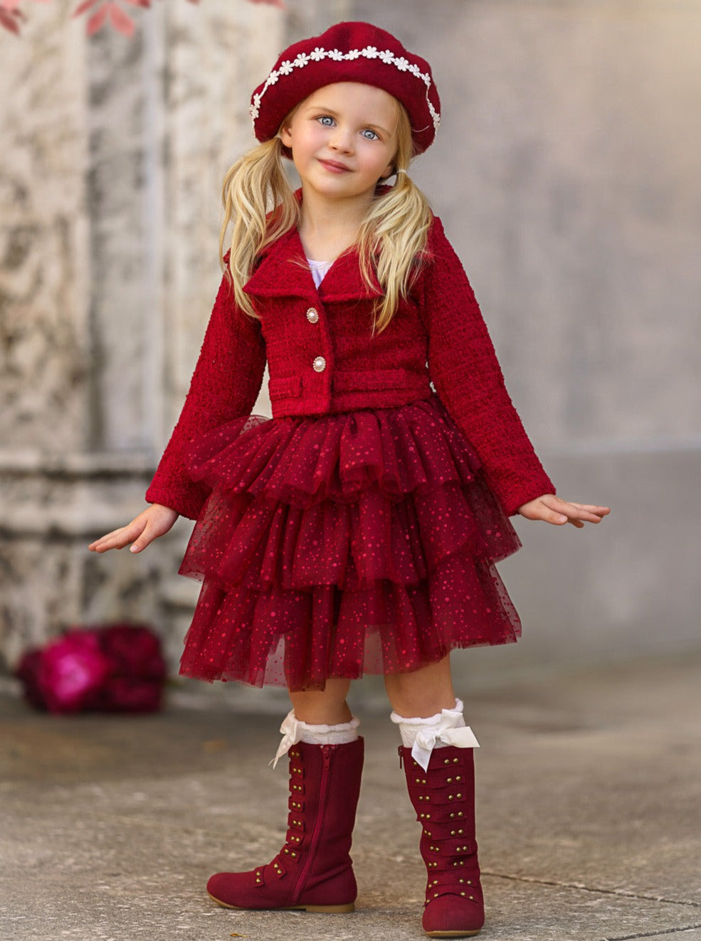 Fairy Flutter Red Jacket & Tutu Skirt Set