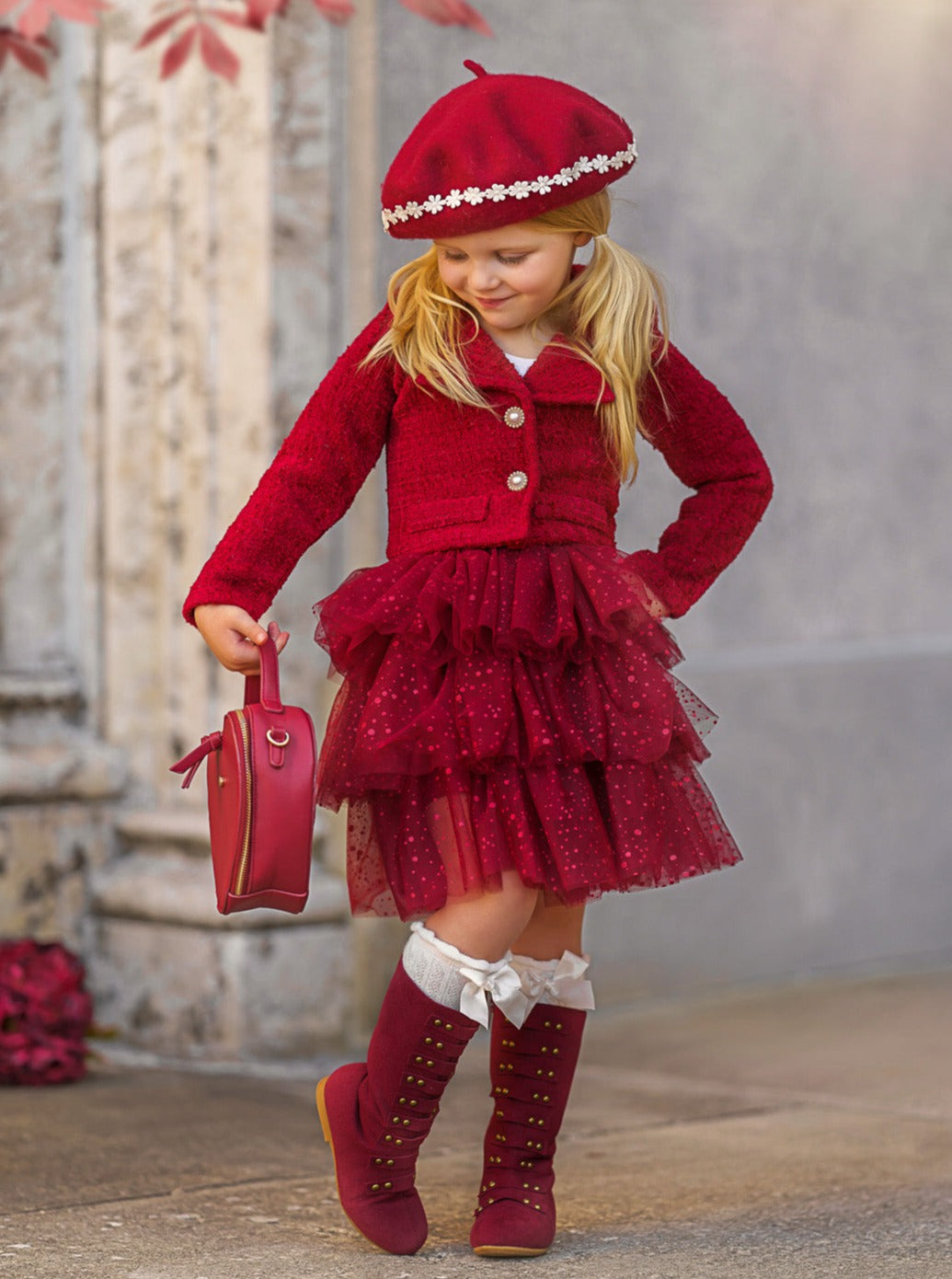 Fairy Flutter Red Jacket & Tutu Skirt Set